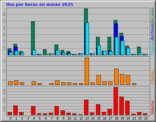 Uso por horas en marzo 2025